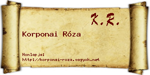 Korponai Róza névjegykártya